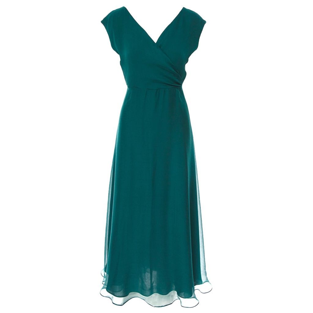 Women's Rome Silk Wrap Ankle Dress In Emerald Green Medium ROSERRY