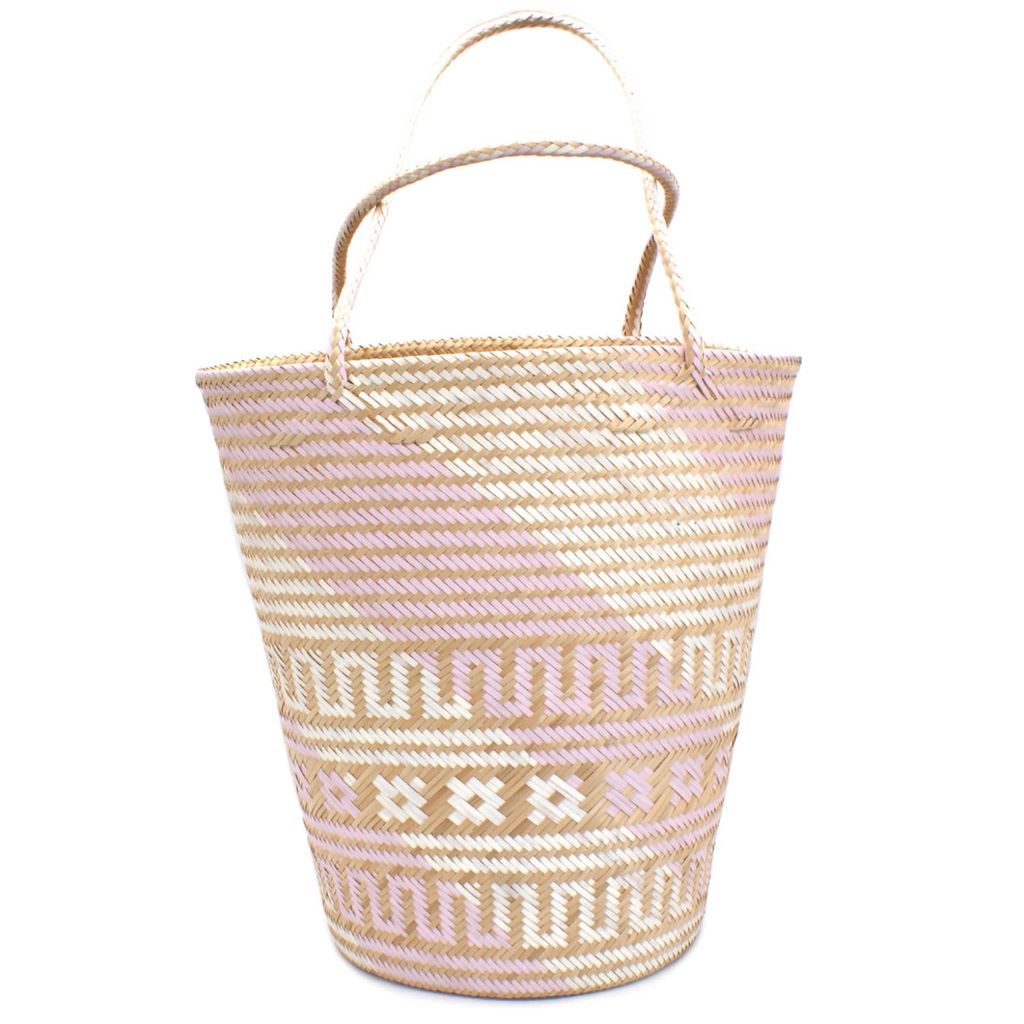 Women's Rose Gold / White Seashell Pink Beach Tote Straw Bag Washein