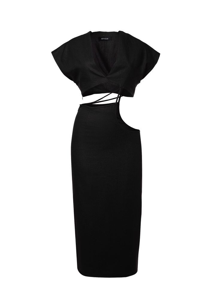 Women's Rubi Linen Dress - Black Xxs DIVALO Transylvania