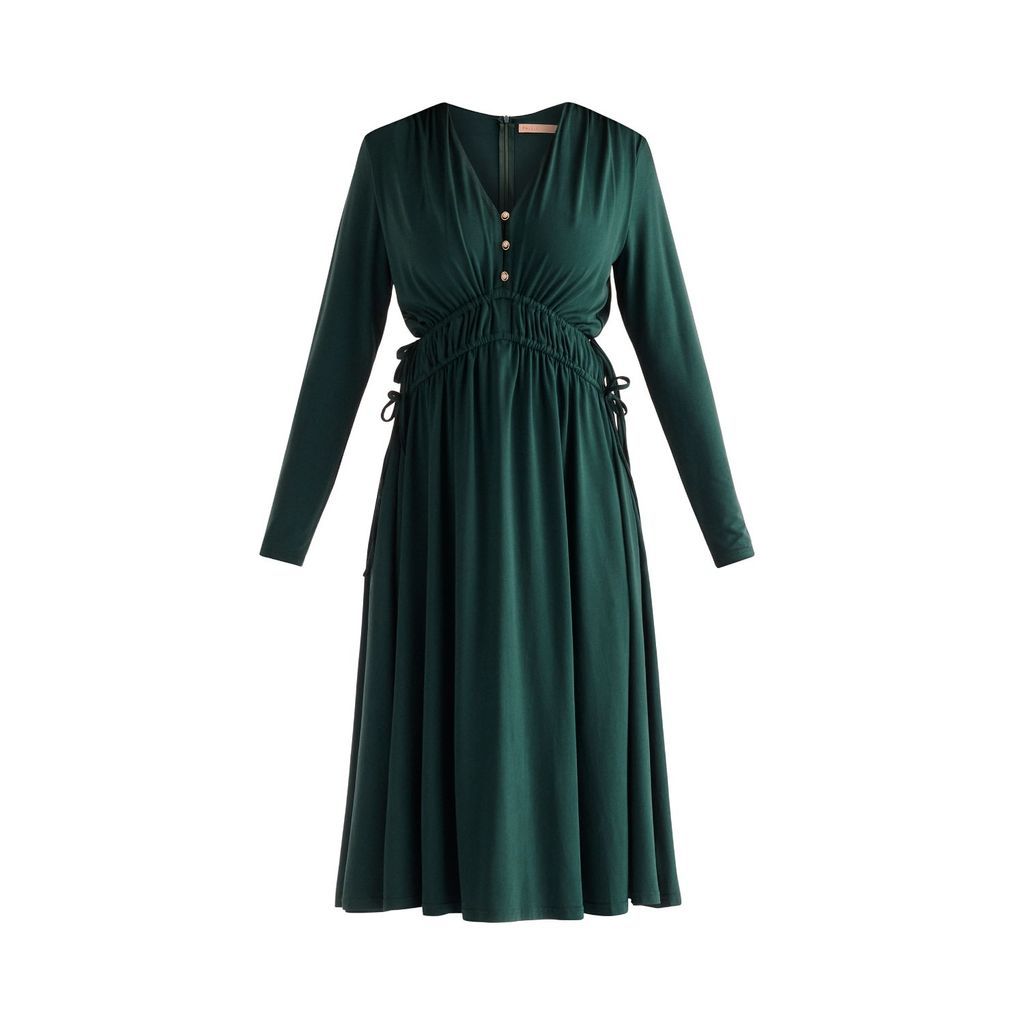 Women's Ruched Waist Modal Dress In Dark Green Xxs PAISIE