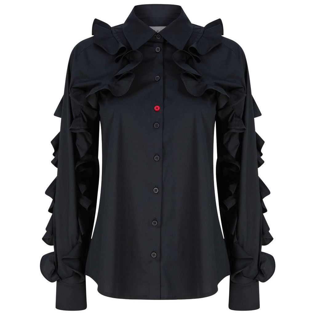 Women's Ruffled Sleeves Shirt - Black Extra Small Talented