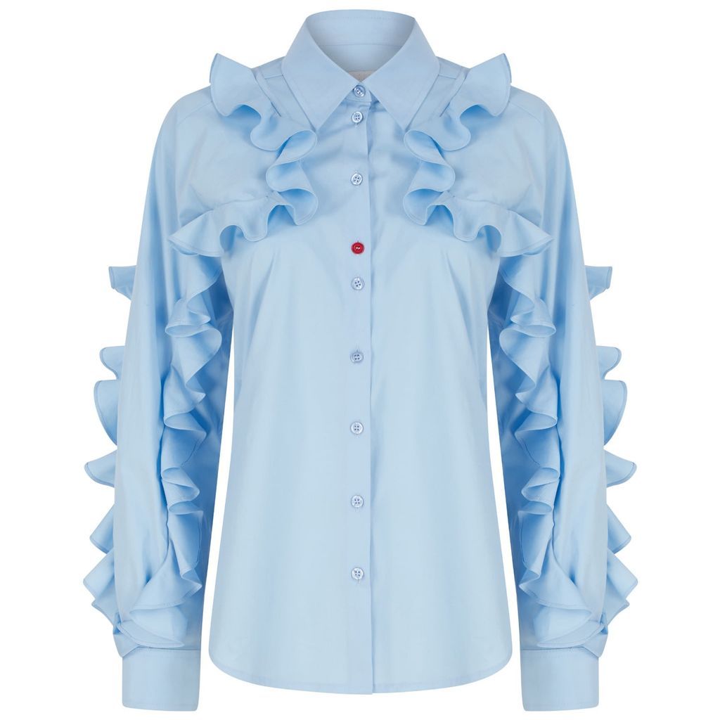 Women's Ruffled Sleeves Shirt - Sky Blue Xxs Talented