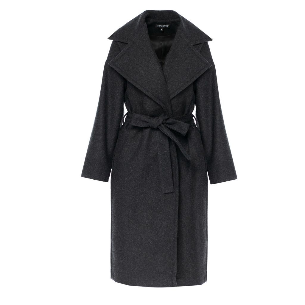 Women's Sabina Black Oversize Wool Coat Small Framboise