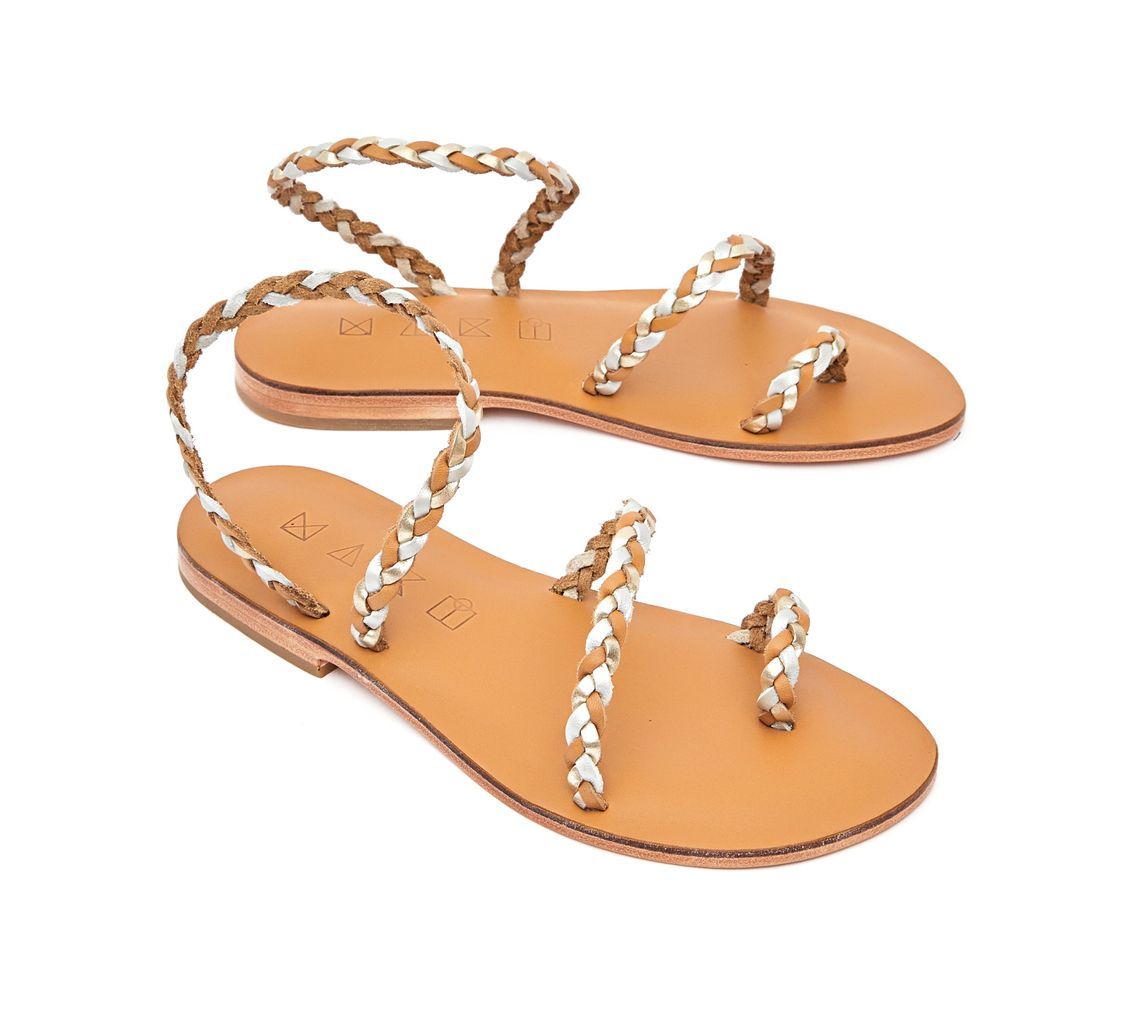 Women's Salt Leather Flat Sandals - Gold Silver 2 Uk Maki Sandals
