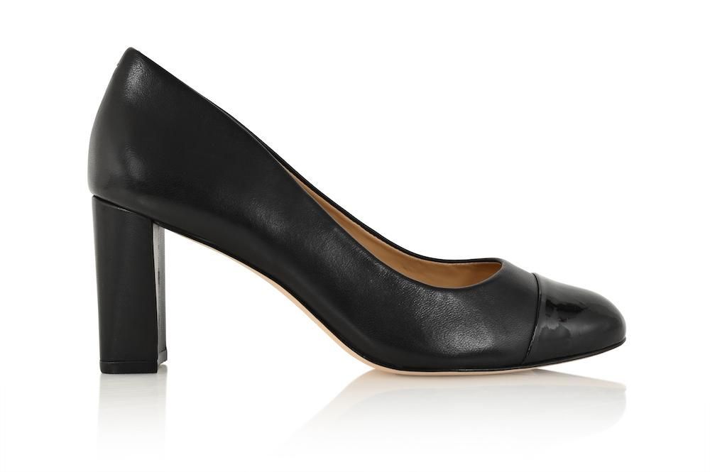 Women's Sandra Black Soft Lux Leather & Black Patent 2 Uk Joan Oloff Shoes