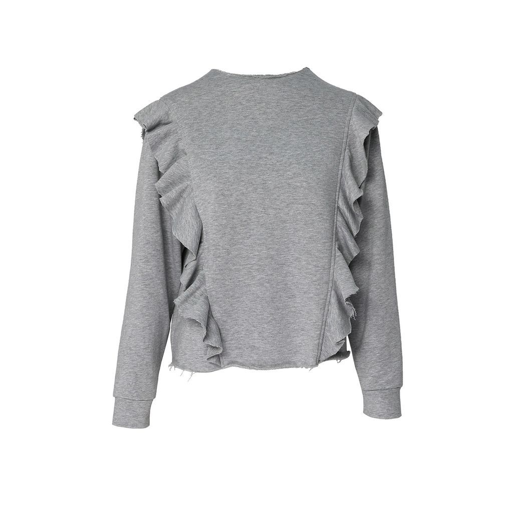 Women's Saran Grey Cotton Sweatshirt Extra Small Framboise