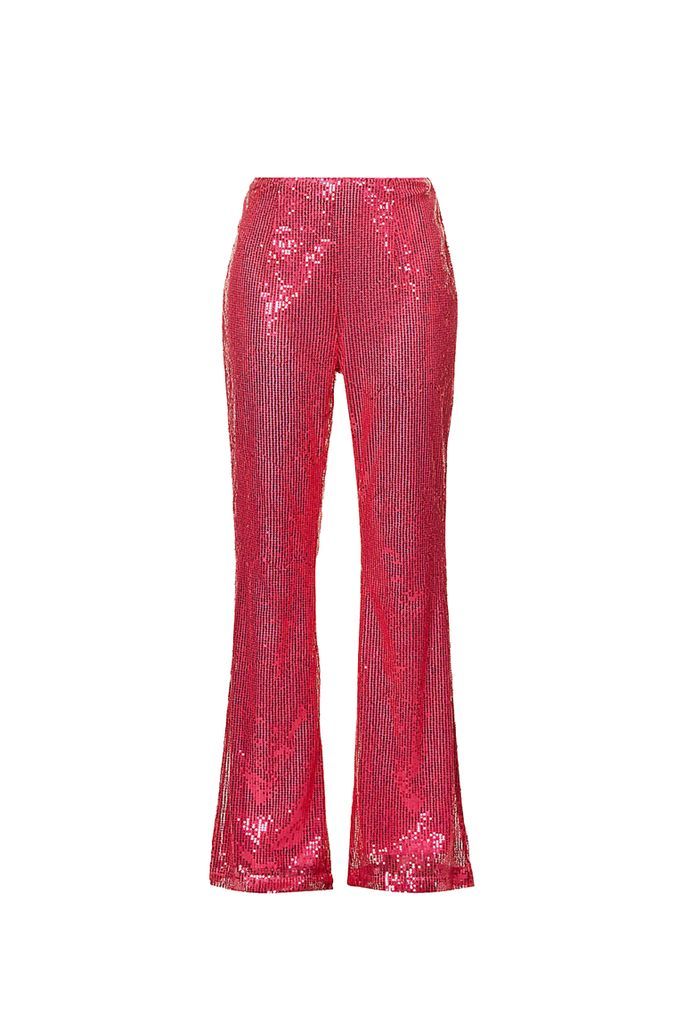 Women's Savannah Pink Sequin Wide Leg Trouser Small AMY LYNN