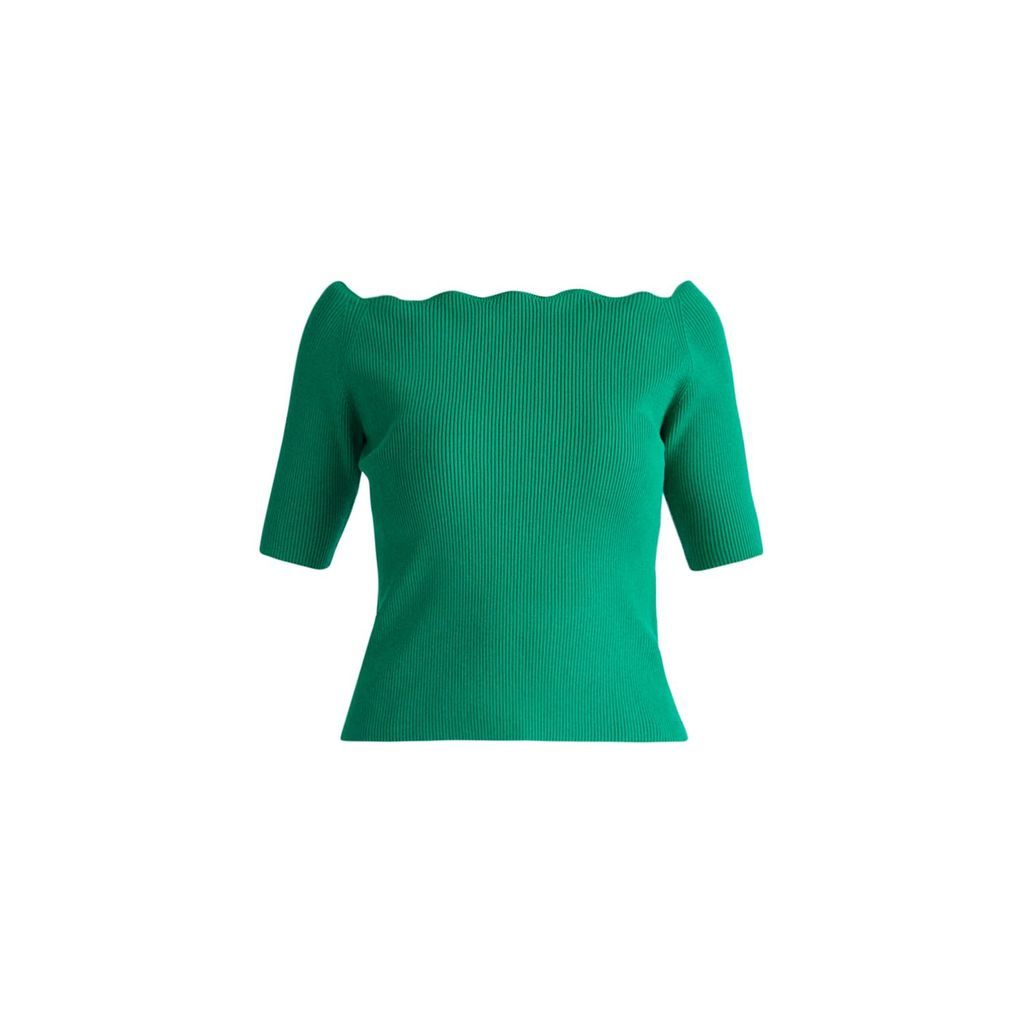 Women's Scallop Neck Top - Green Small PAISIE