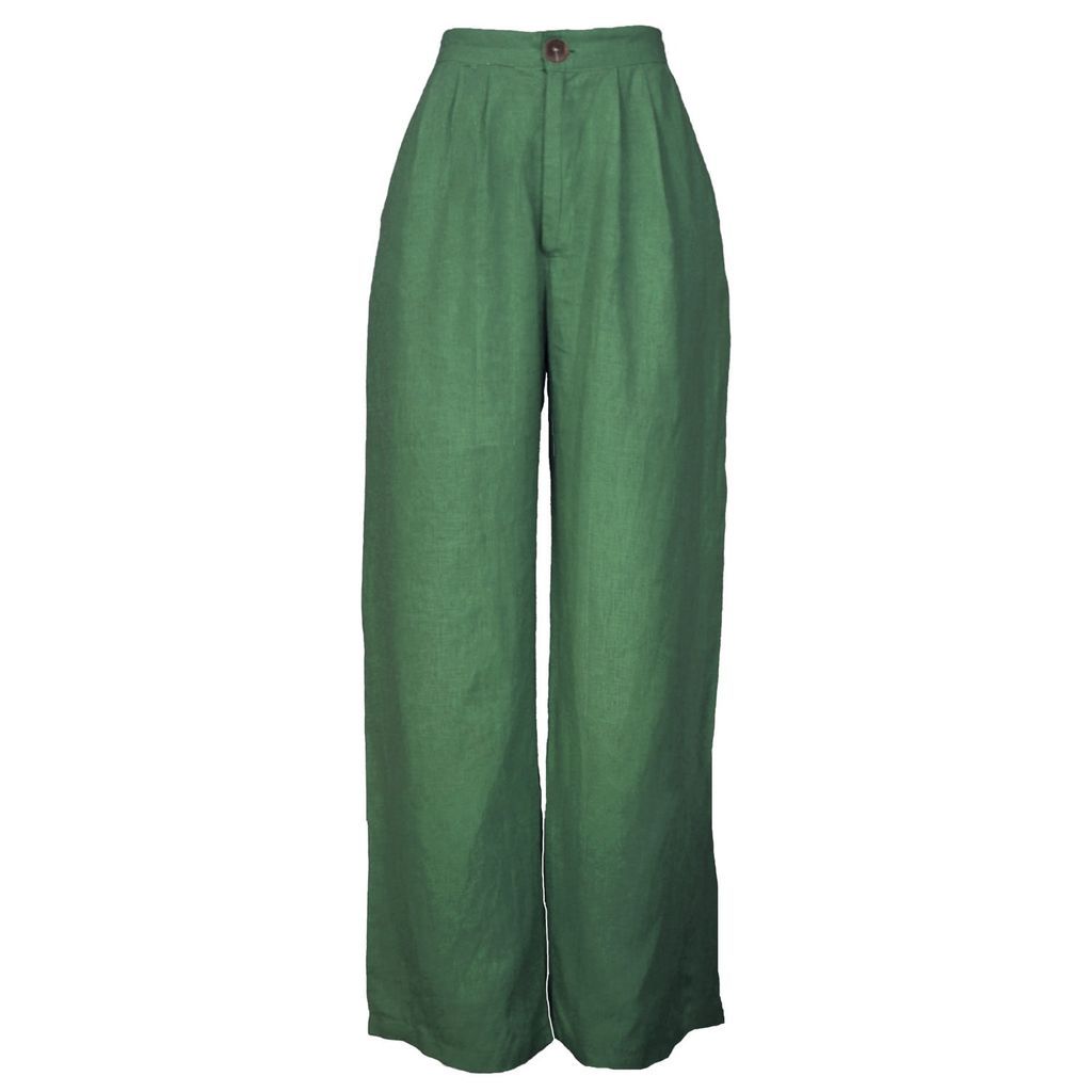 Women's Sea Green Linen Portofino Trousers Extra Small Larsen and co