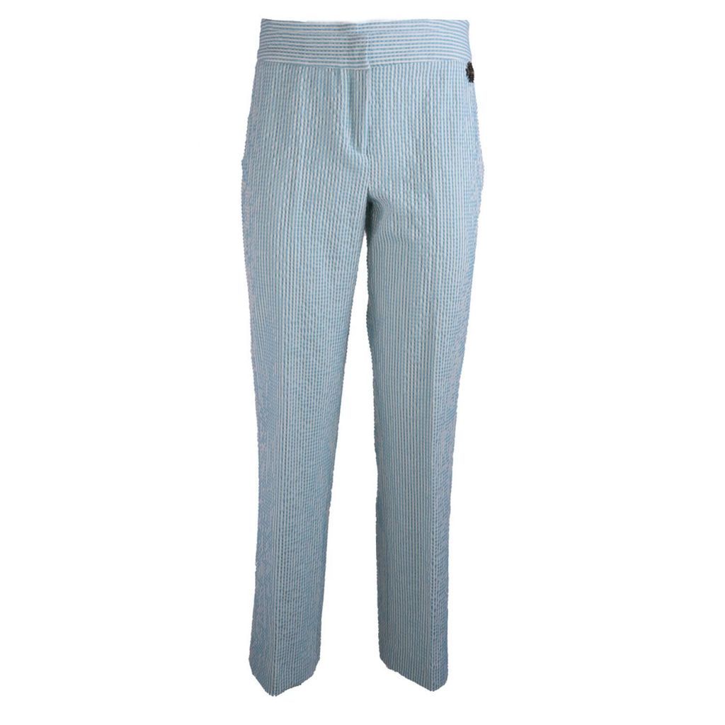 Women's Seersucker Classic-Fit Pants Thierry Blue Xxs The Extreme Collection