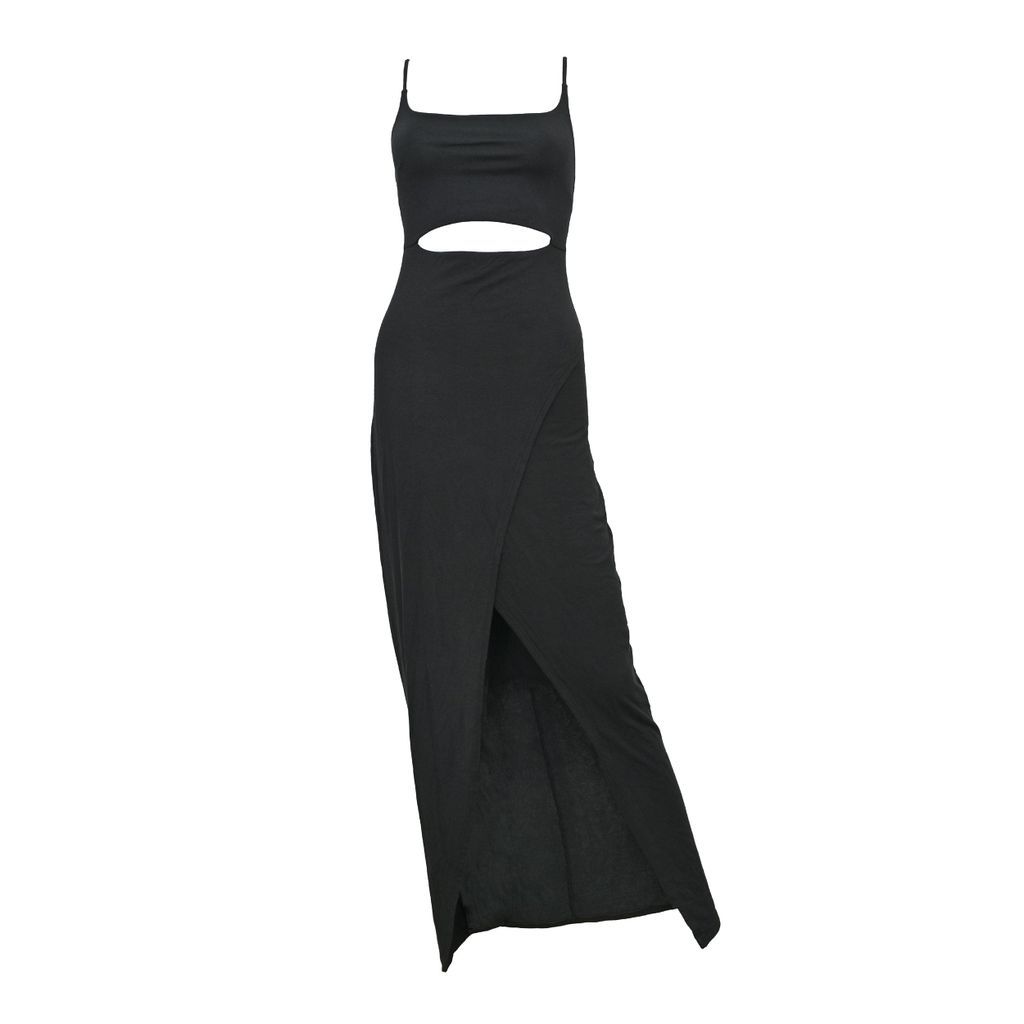 Women's Selena Modal Cutout Slit Dress - Black Extra Small LEZAT