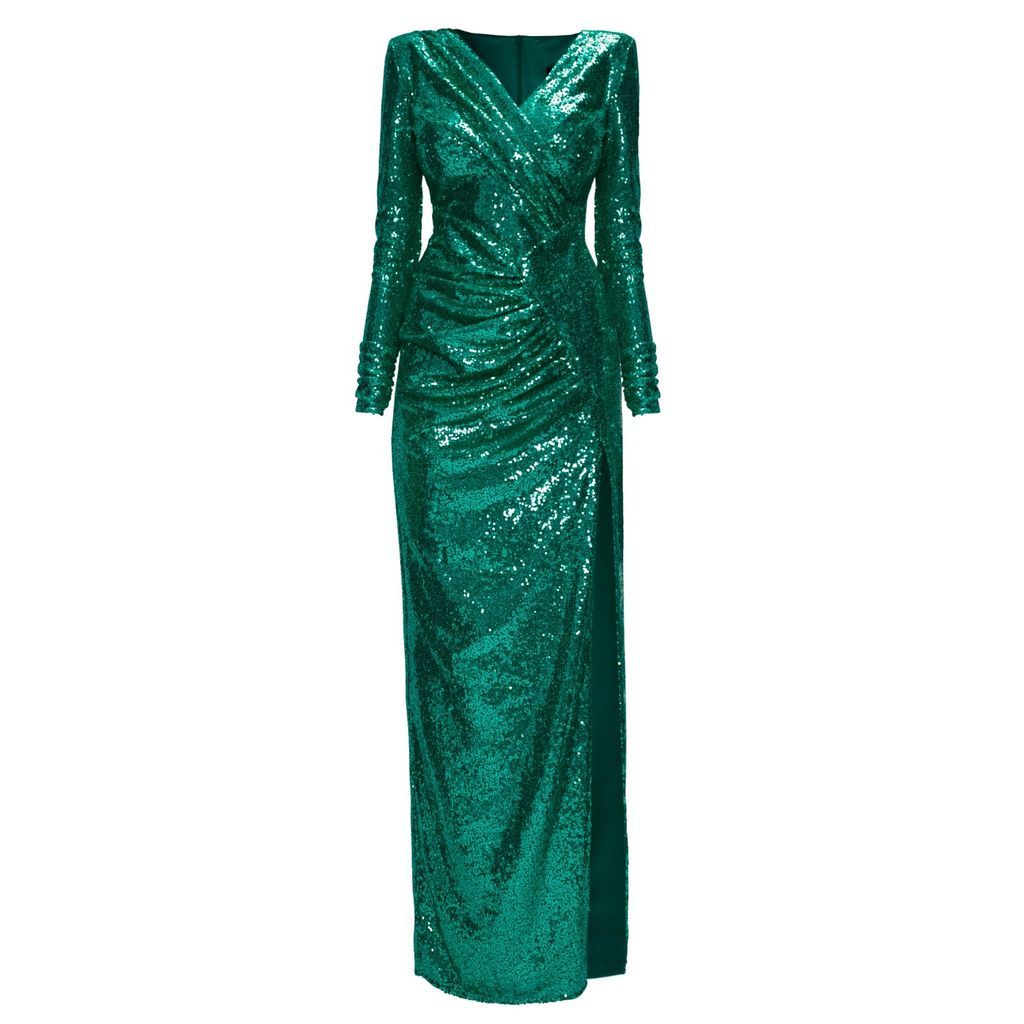 Women's Sequin Evening Gown Aurora Emerald Green Xxs Angelika Jozefczyk