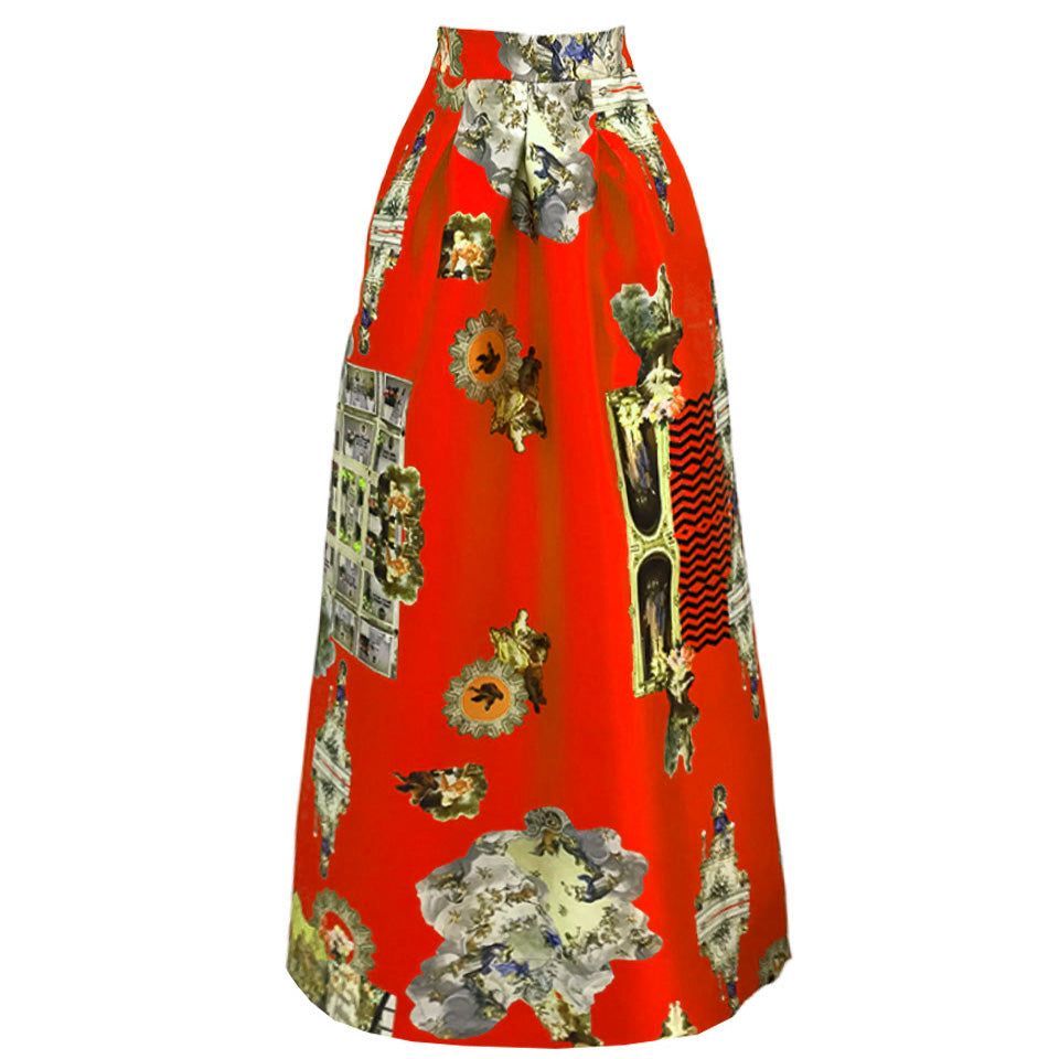 Women's Sicily Red, Long Skirt Small maxjenny