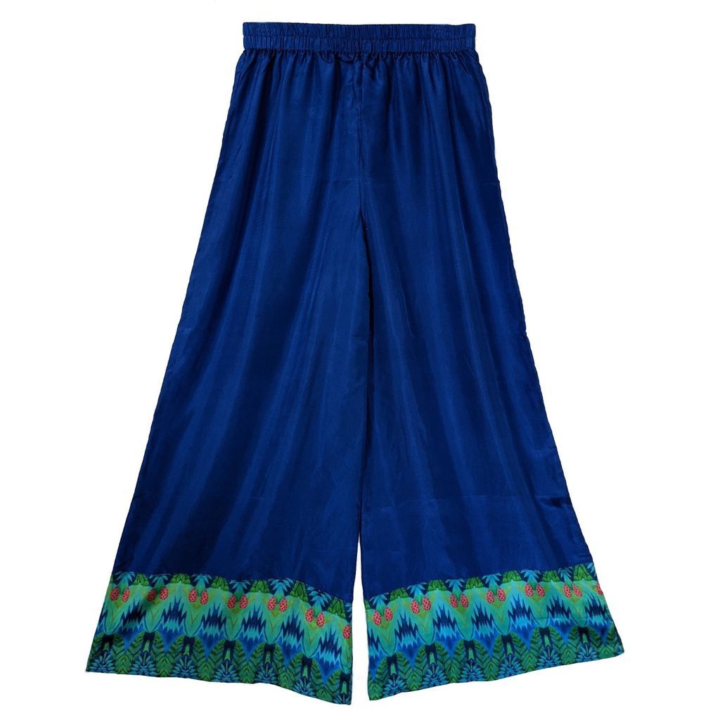 Women's Silk Pants Blue Medium ART KATSURA