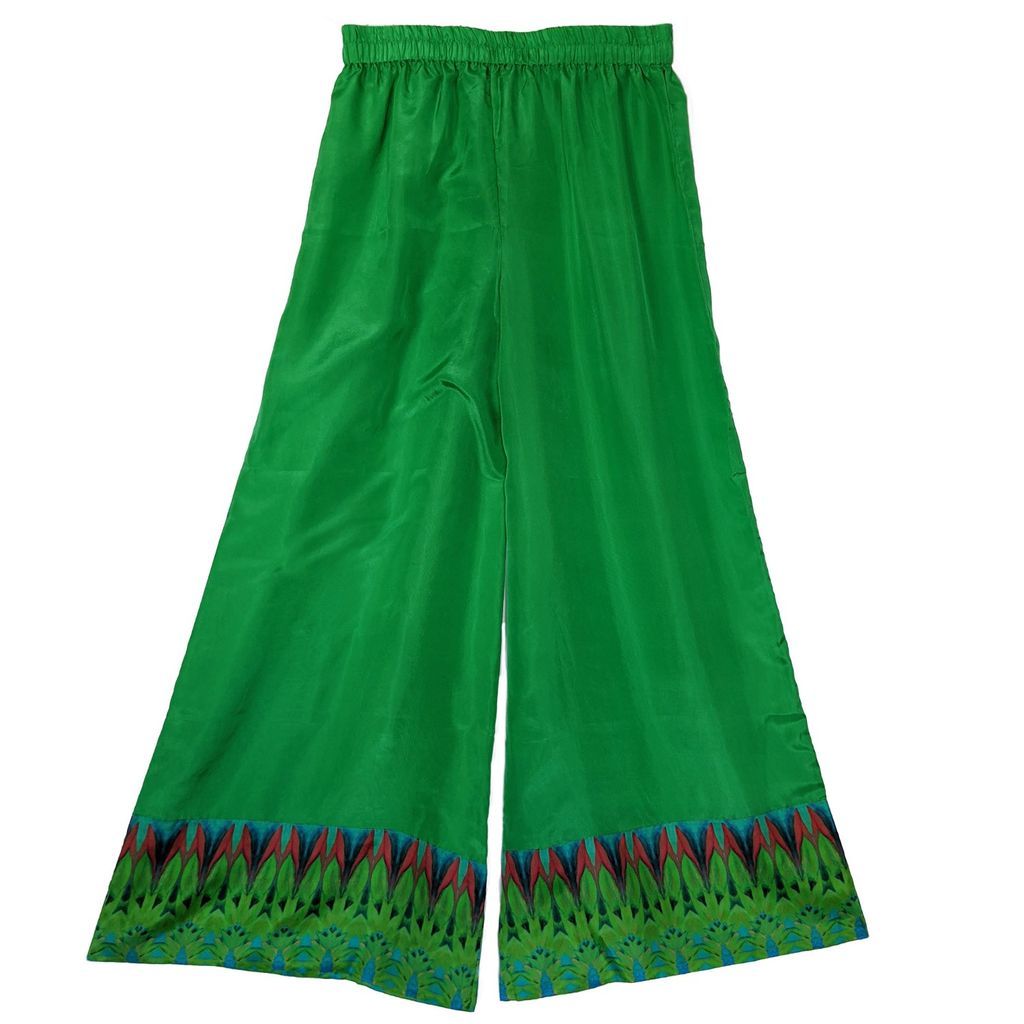 Women's Silk Pants Green Medium ART KATSURA