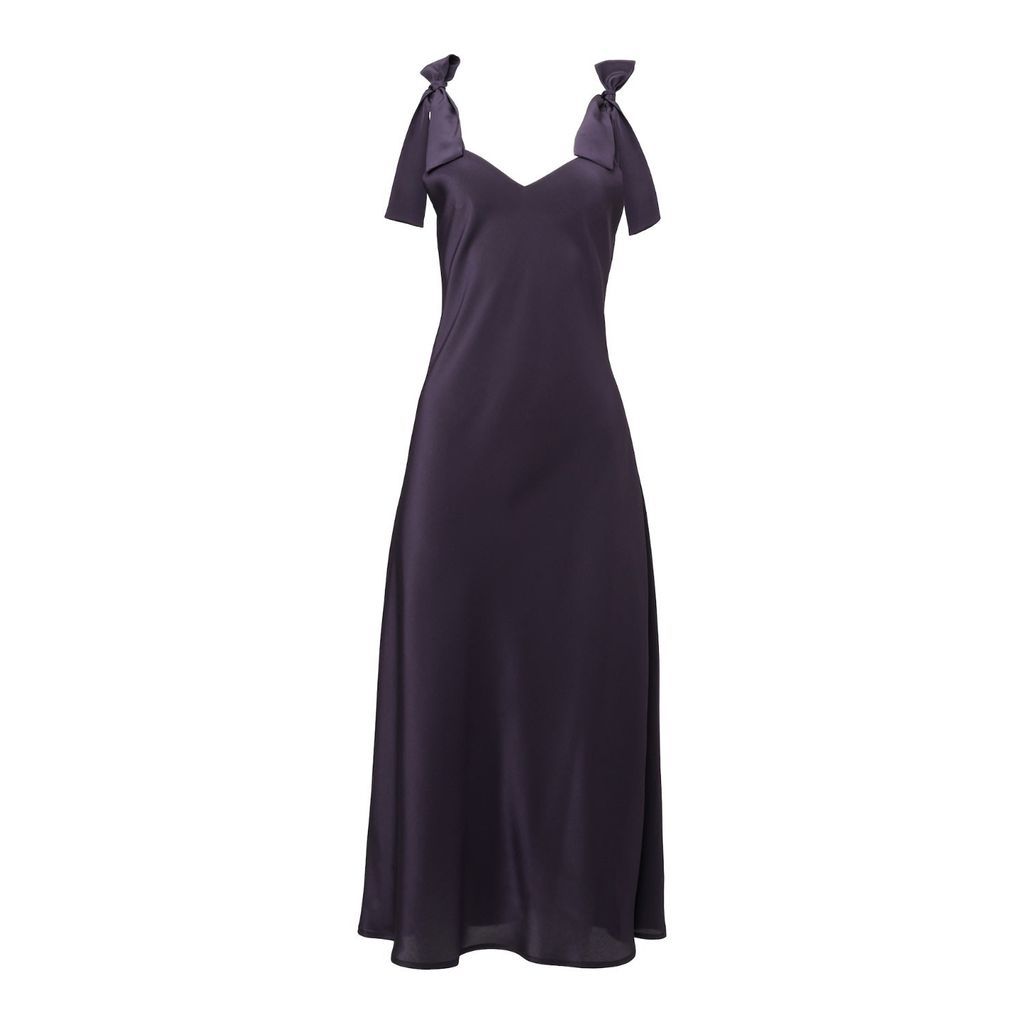 Women's Silk Slip Dress In Midnight Blue S/M Castlebird Rose