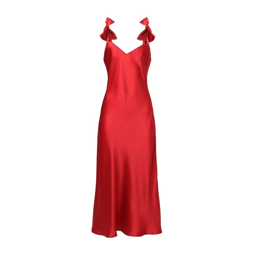 Women's Silk Slip Dress In Red S/M Castlebird Rose
