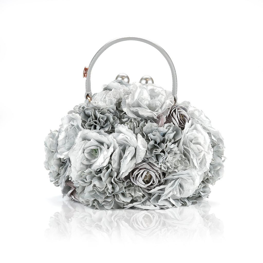 Women's Silver Glitterati Mini Flower Bag One Size BB TAYLOR