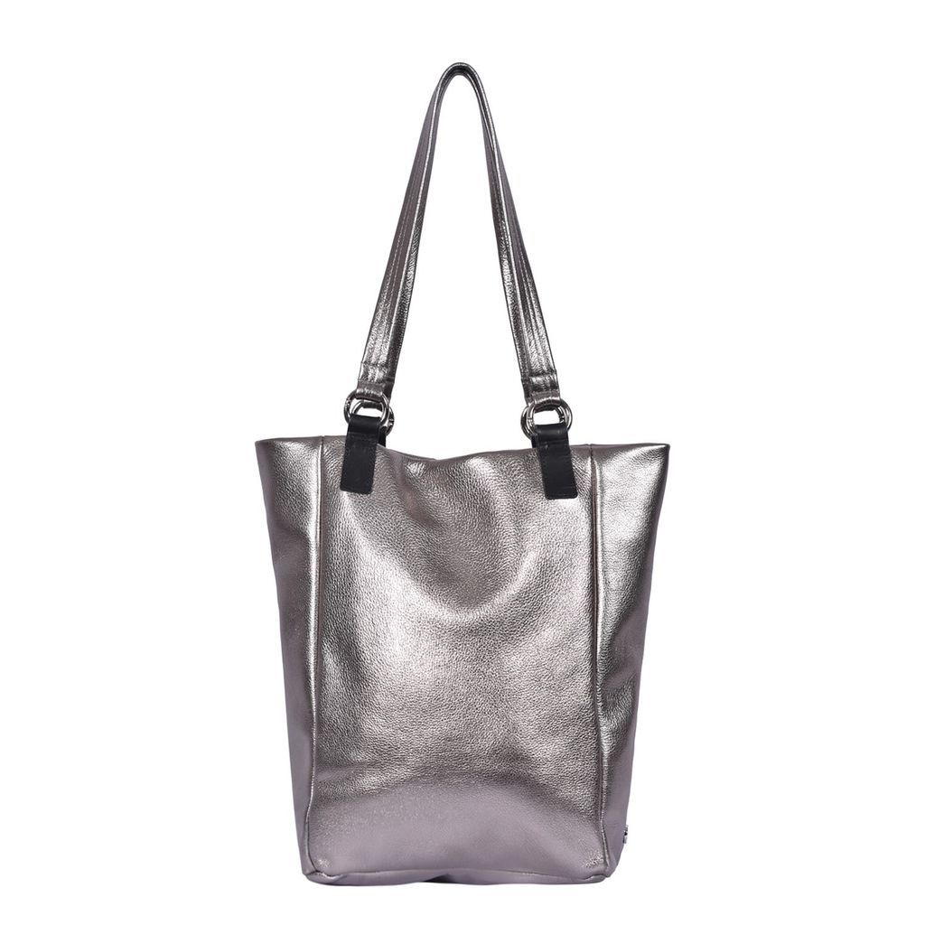 Women's Silver Leather Shoulder Bag Mosses - Tin Owen Barry