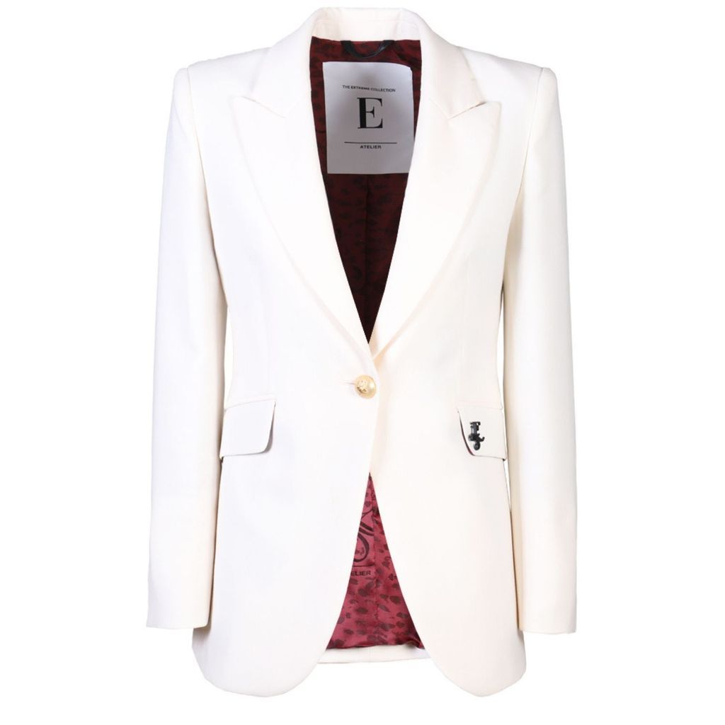 Women's Single-Breasted Premium Crepe Blazer White Paris Extra Small The Extreme Collection