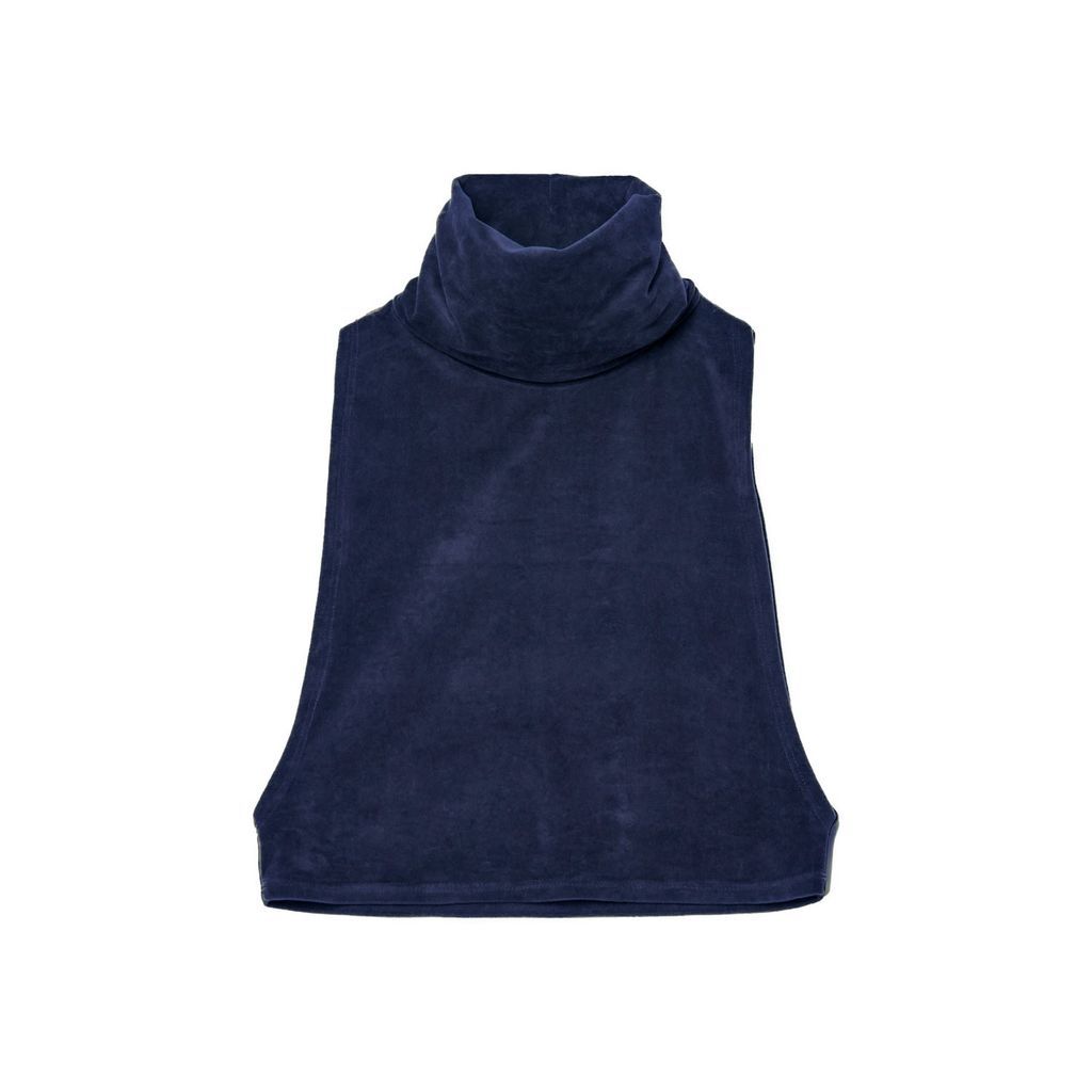 Women's Sleeveless Jersey Velvet Top - Dark Blue Small gaffer & fluf