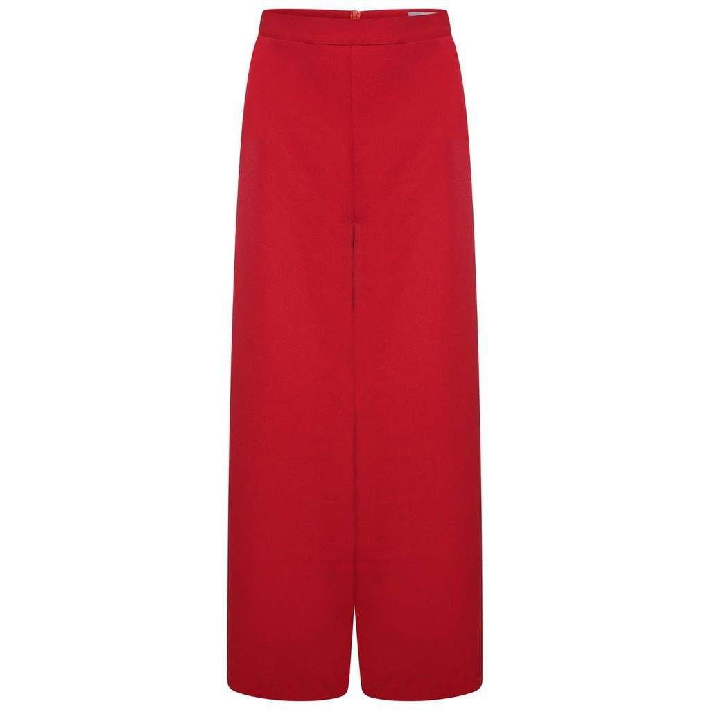 Women's Sofia Wide Leg Trouser In Red Extra Small COCOOVE