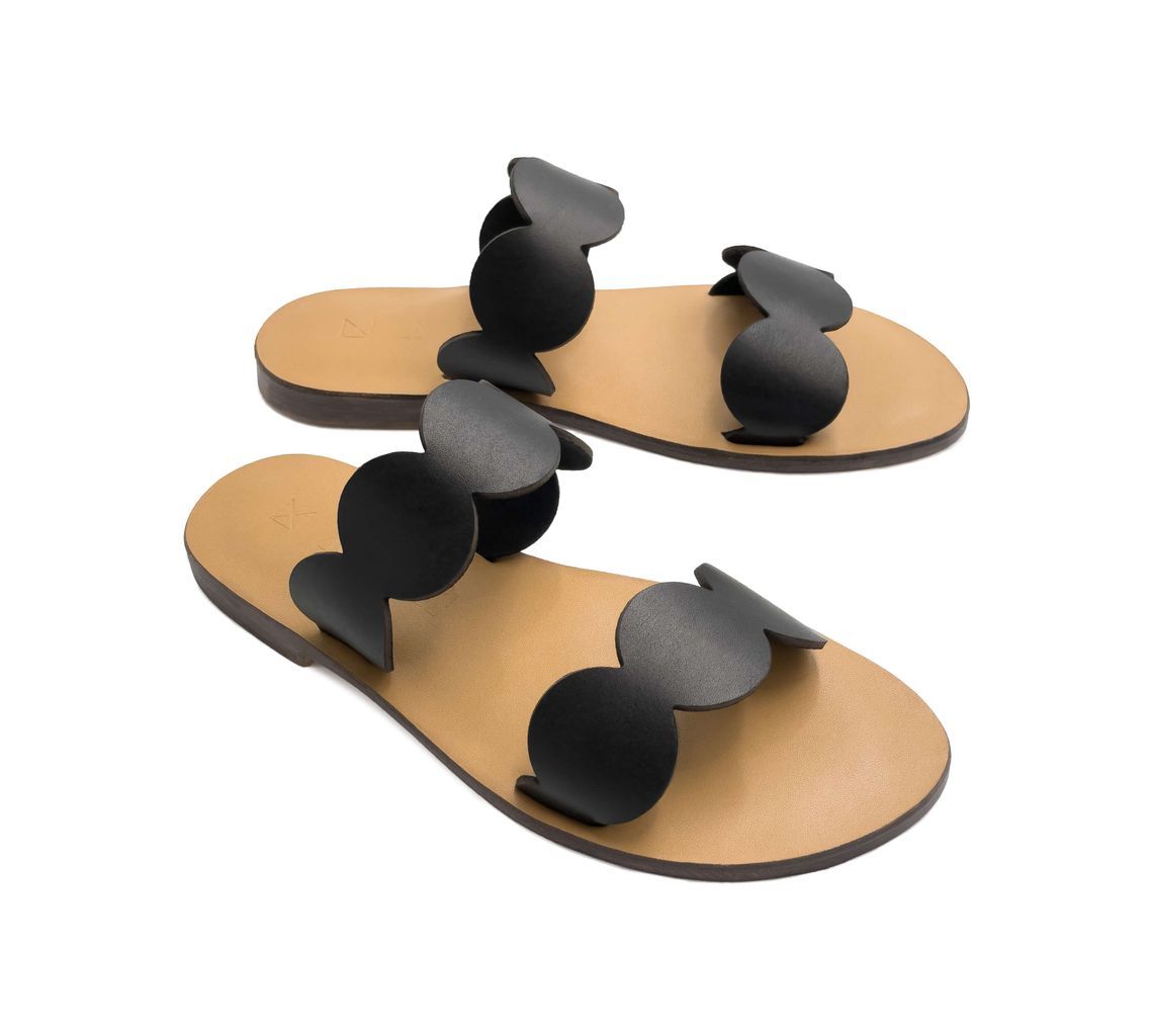 Women's Sol Leather Flat Sandals - Black 3 Uk Maki Sandals