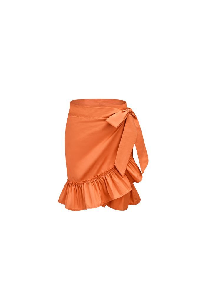 Women's Stevie Orange Wrap Mini Skirt Small AMY LYNN