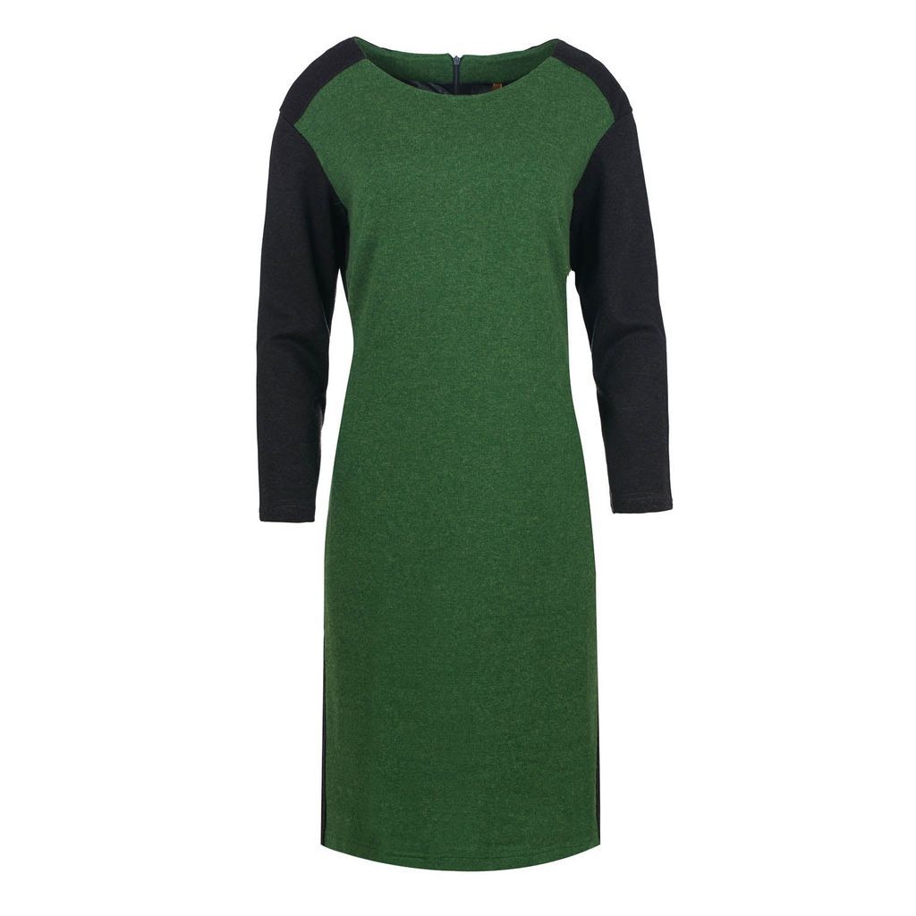 Women's Straight Green Dress With Grey Detail Large Conquista