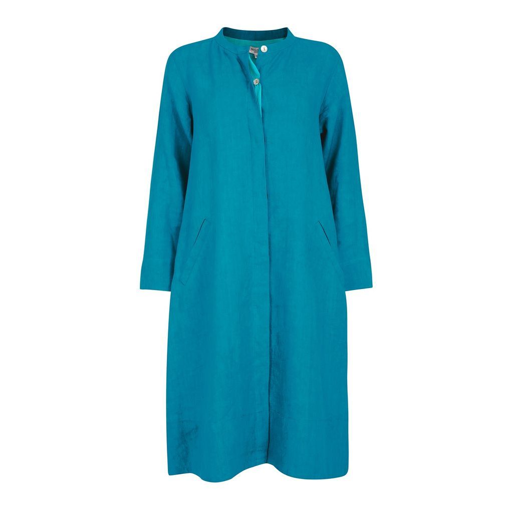 Women's Super Mix Coat Dress - Linen - Peacock Small NoLoGo-chic