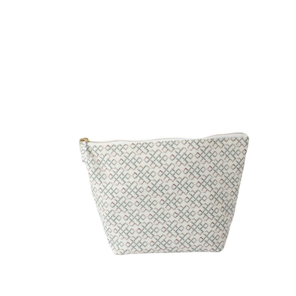 Women's Sustainable Fabric Pouch - Multicolour Geometric Pattern On White One Size KAPDAA - The Offcut Company