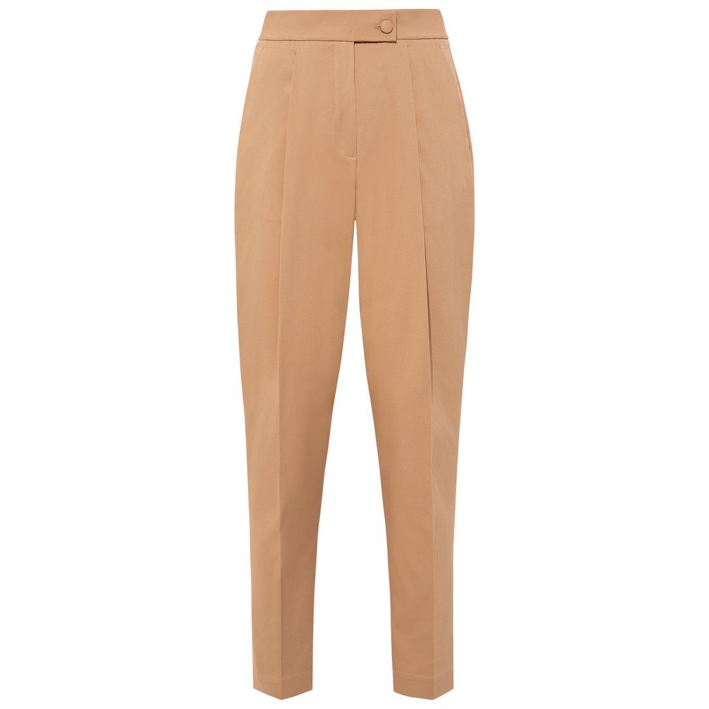 Women's Tailored Cotton Trouser - Brown Small Femponiq