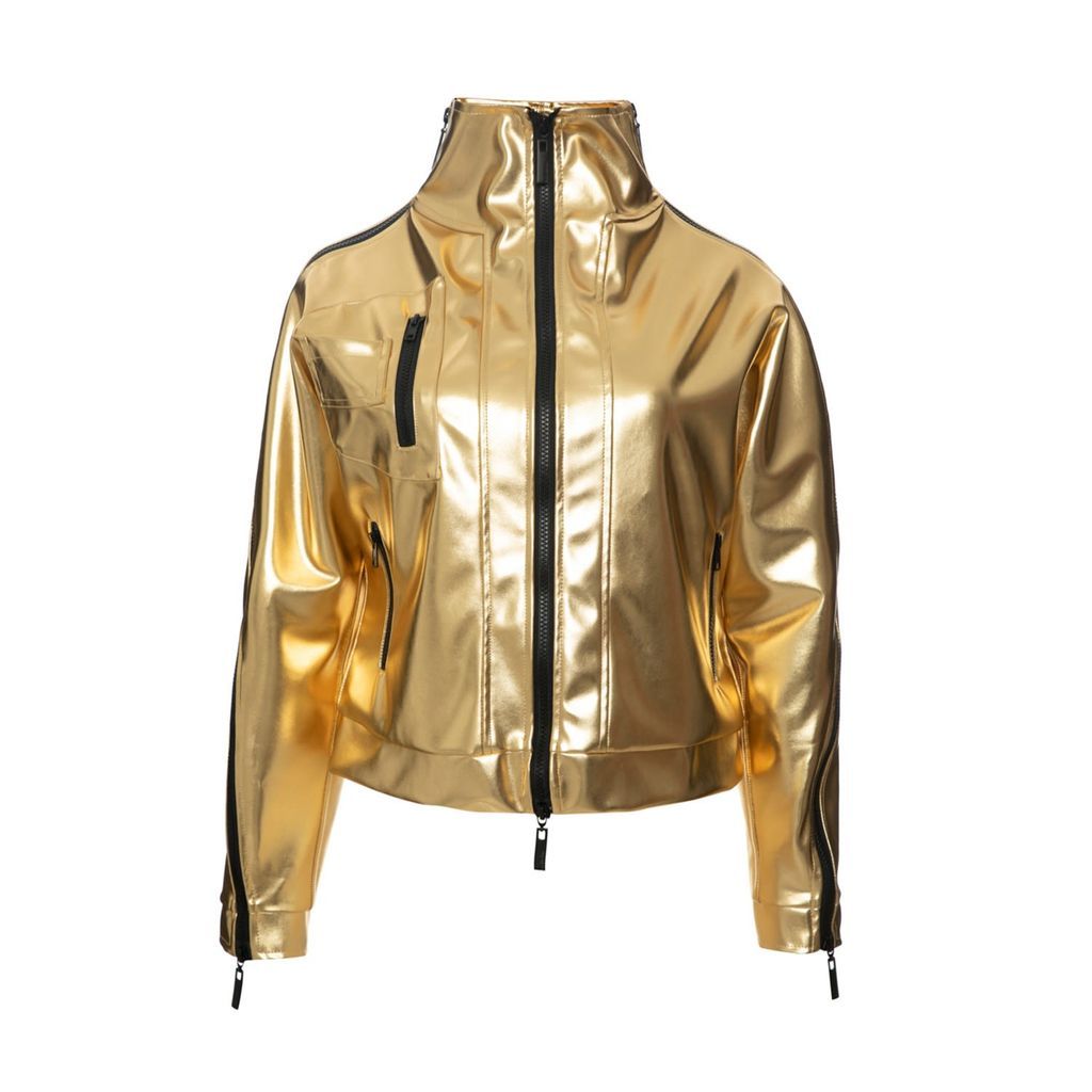 Women's Tech Pelle Detached Zipper Jacket Golden Extra Small Balletto Athleisure Couture