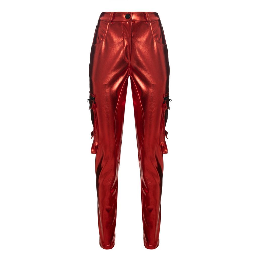 Women's Tech Pelle Pocket Pants Red Extra Small Balletto Athleisure Couture