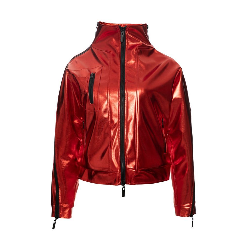 Women's Tech Pelle Detached Zipper Jacket Red Extra Small Balletto Athleisure Couture
