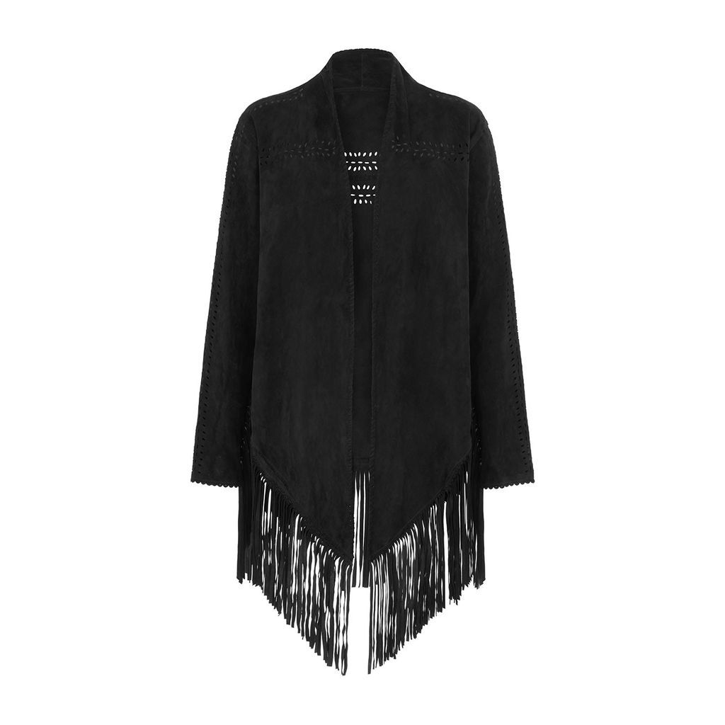 Women's The Bardot Suede Jacket - Black One Size House of Dharma