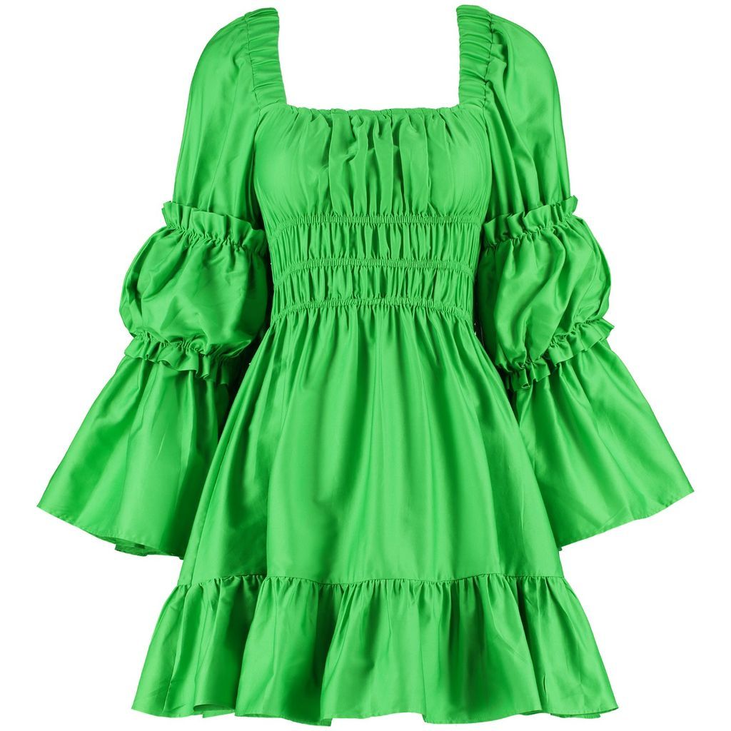 Women's The Edie Square Neck Cotton Mini Dress In Island Green Xxs Lavaand