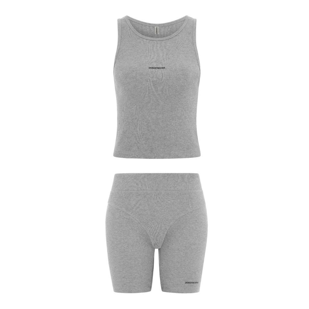 Women's The Form Rib Biker Short & Vest Set - Grey Extra Small Dion of Pæania