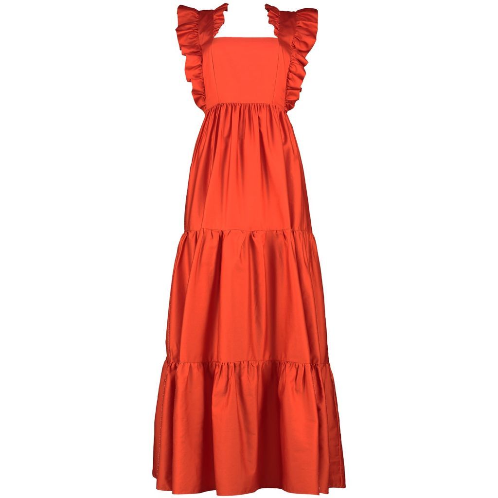 Women's The Karis Tie Back Maxi Dress In Sunset Orange - Red Medium Lavaand