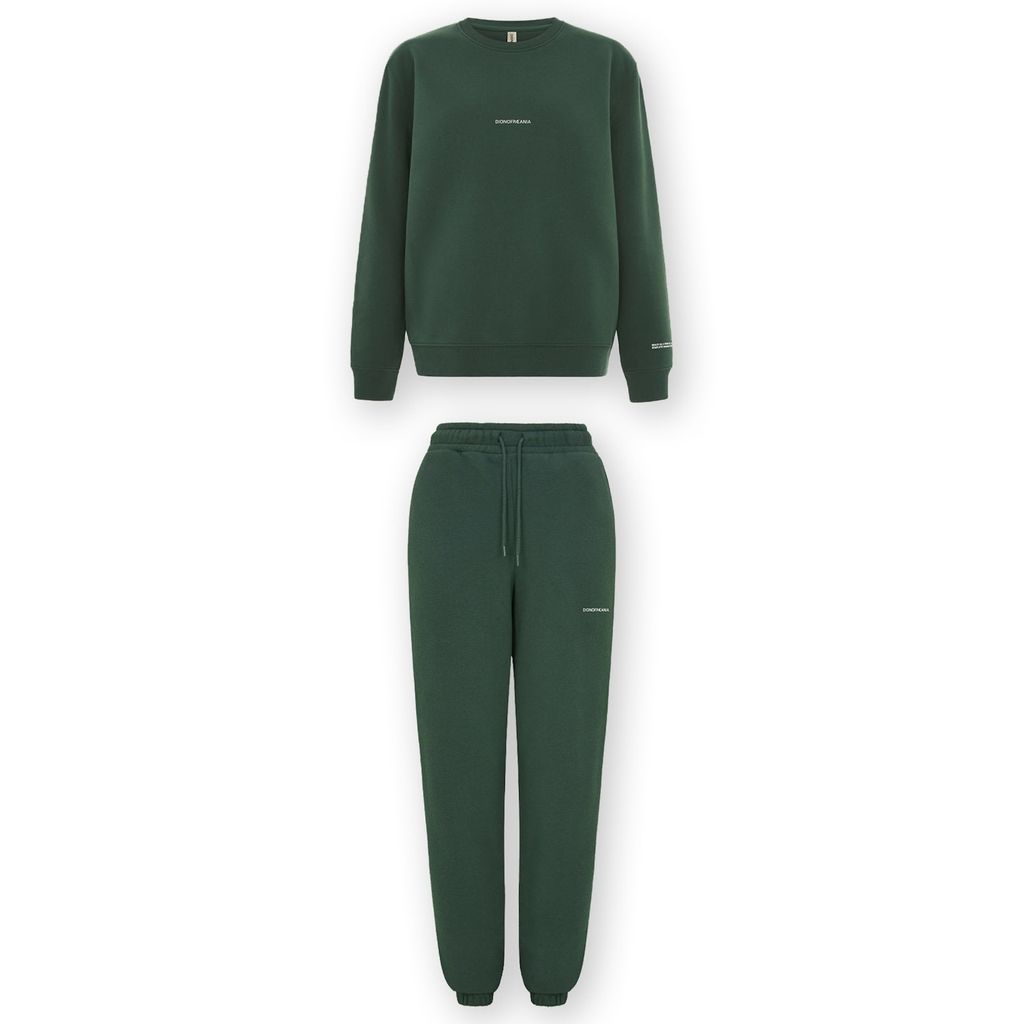 Women's The Organic Cotton Two-Piece Jogger & Sweatshirt Set - Green Small Dion of Pæania