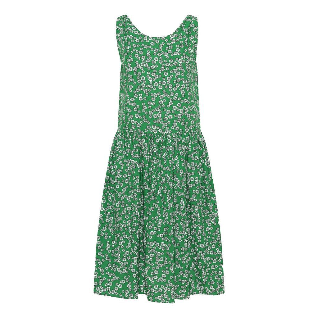 Women's The Organic Dress Vilma - Green Flower Medium GROBUND