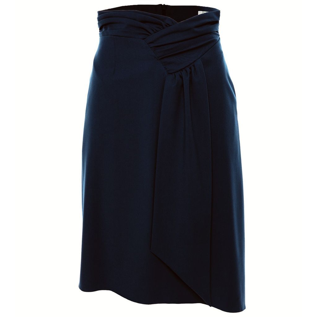 Women's The Shooting Star Asymmetric Skirt With Apparent Waist Tie In Dark Blue Extra Small DALB