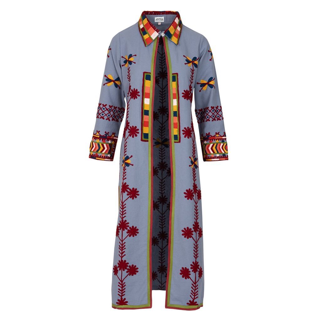 Women's The Steel Blue Aztec Coat Small Antra Designs