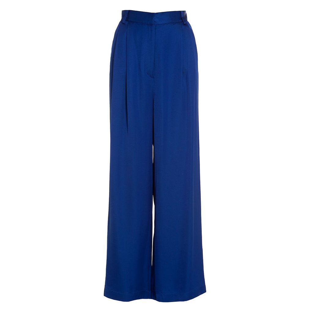 Women's The Suit Pants In Royal Blue Small Roses Are Red