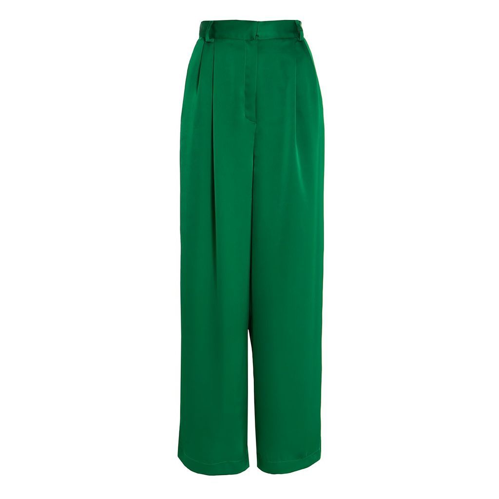 Women's The Suit Pants In Emerald Green Small Roses Are Red