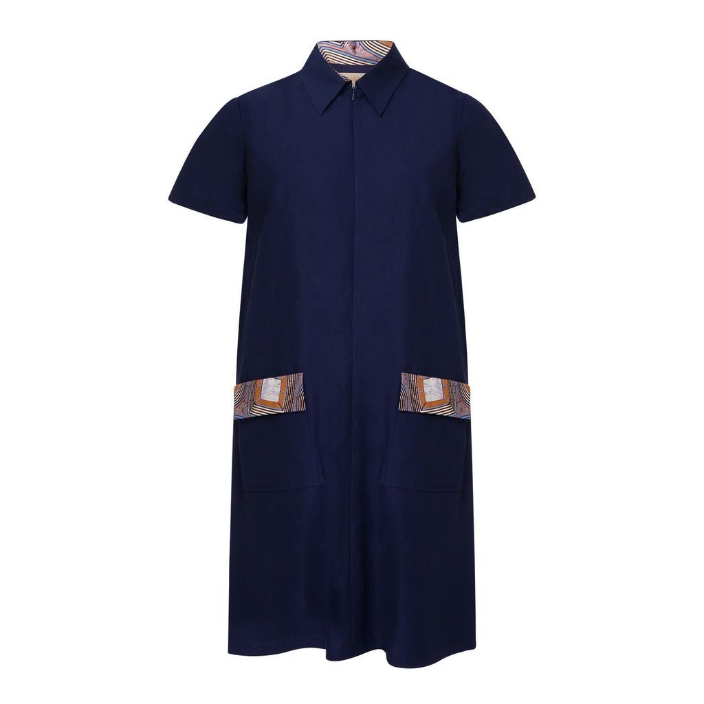 Women's Tracy A Line Linen Dress - Blue Xxs Winifred Mills