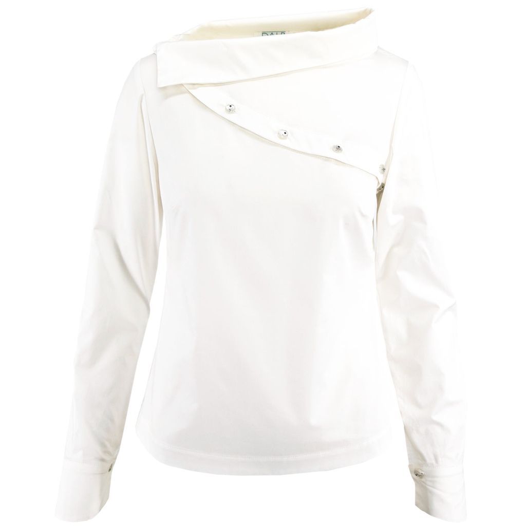 Women's Two-Make-One Shirt With Detachable Collar And Sleeve - White Extra Small DALB