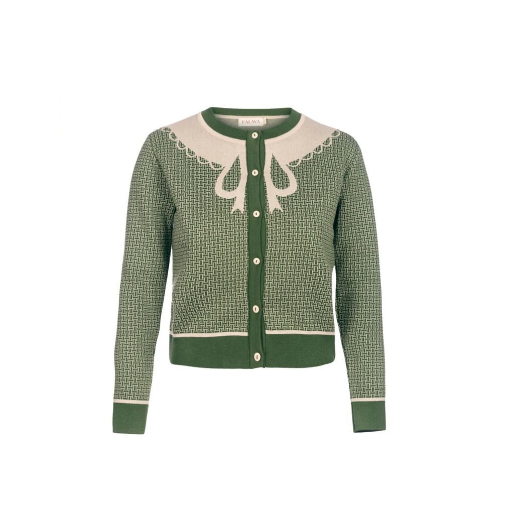 Women's Vera - Green Garden Party Jacquard Cardigan Small Palava