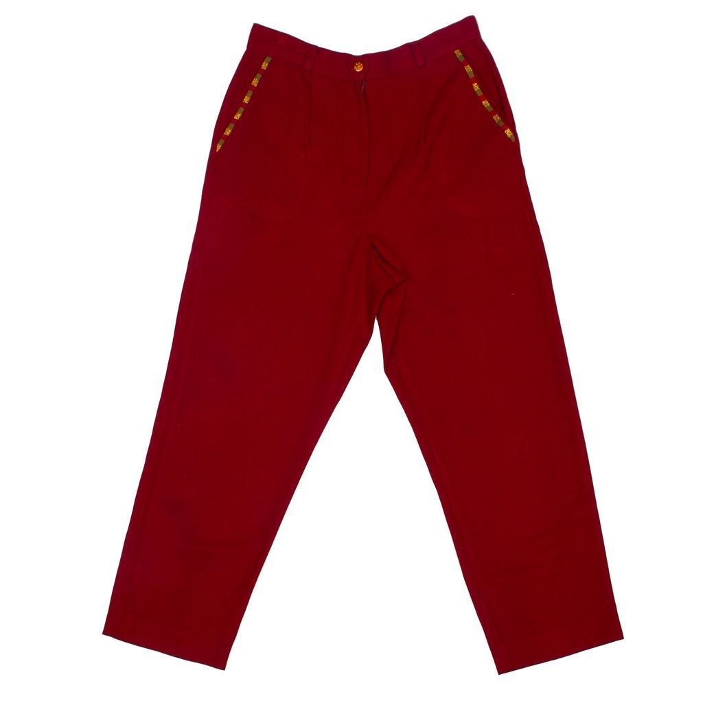 Women's Vintage Wine Red High Waisted Straight Trousers 30