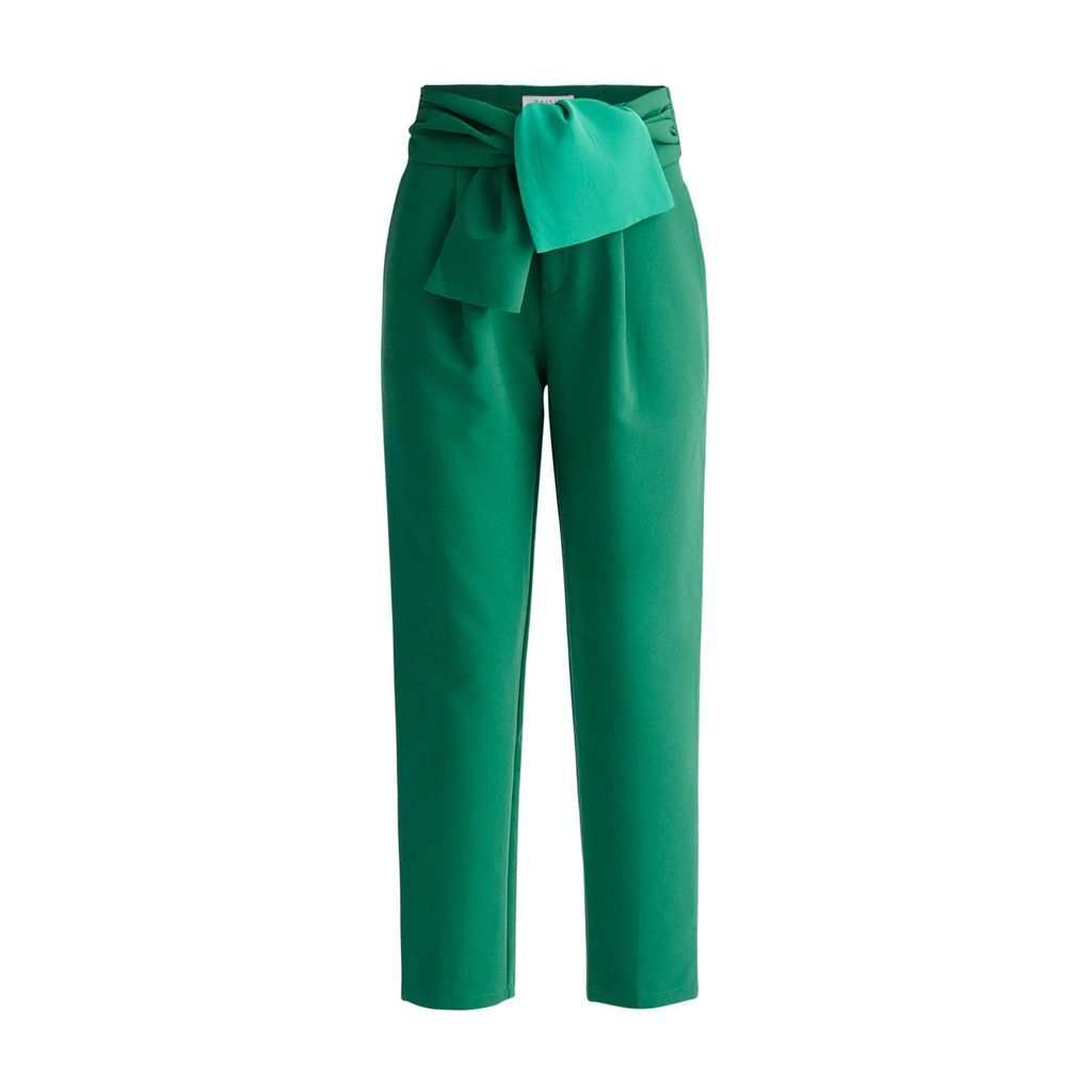 Women's Waist Tie Peg Leg Trousers - Green Xxs PAISIE